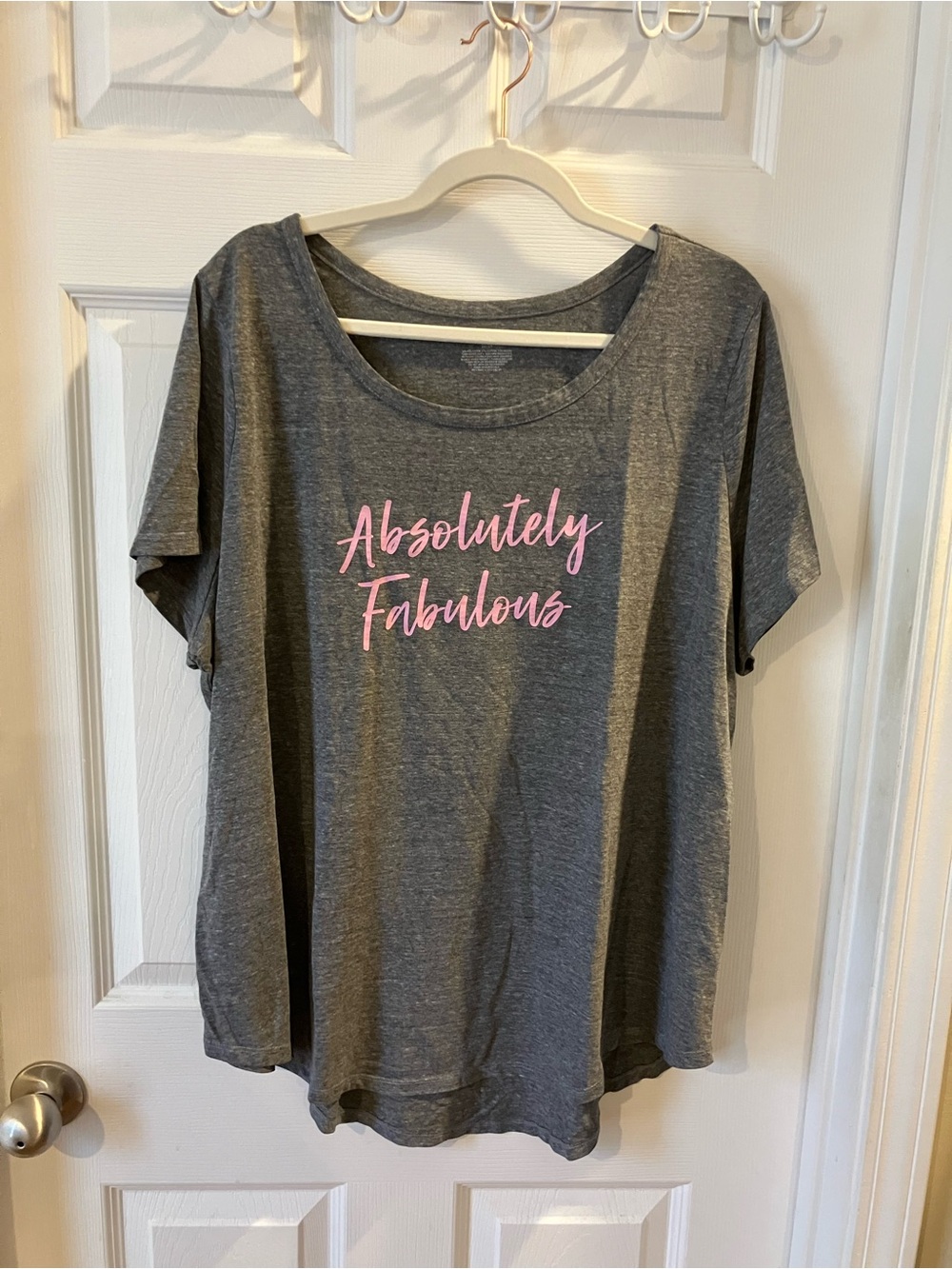 Lane Bryant Gray Short Sleeve Tee with Pink Script